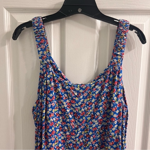 Vince Camuto Blue Floral Sleeveless Maxi Dress Size Medium Side Slits Cobalt - Picture 8 of 13